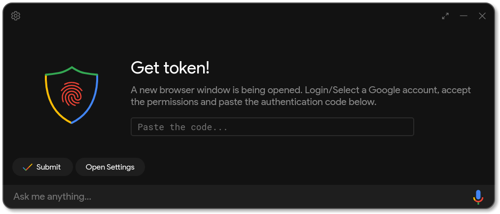 Get Tokens screen