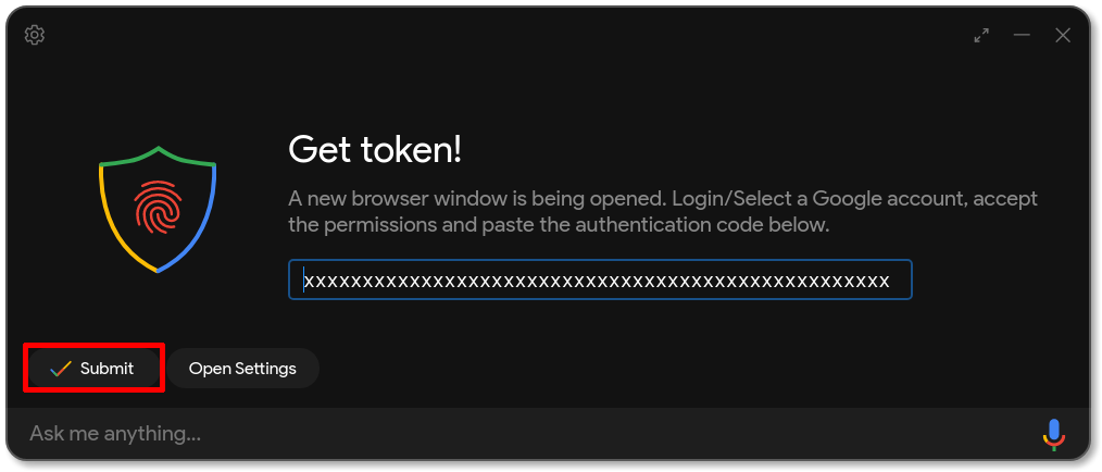 Paste Authorization Code