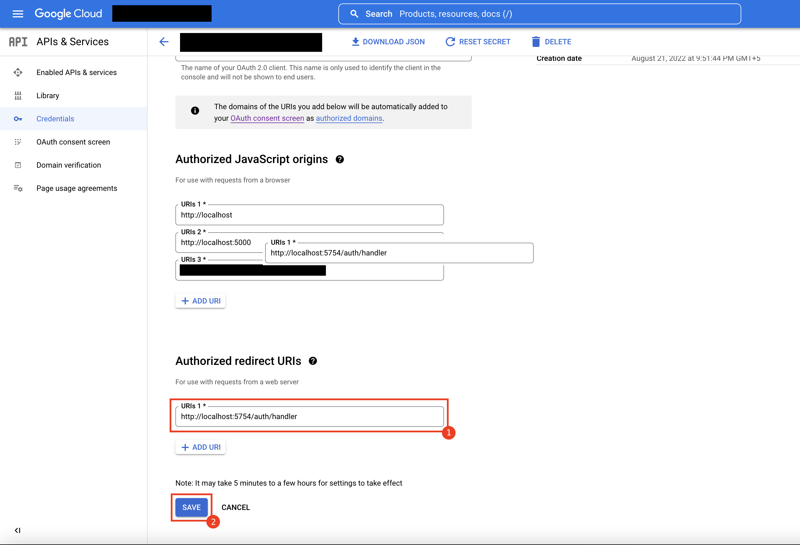 Updated Redirect URI