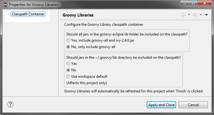 Groovy Libraries properties