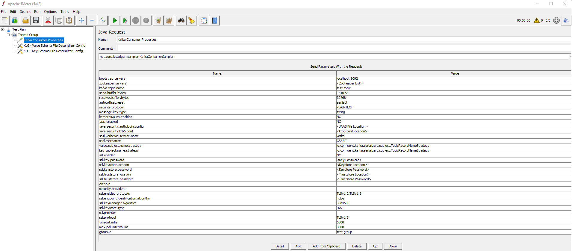 Kafka Consumer Sampler configuration